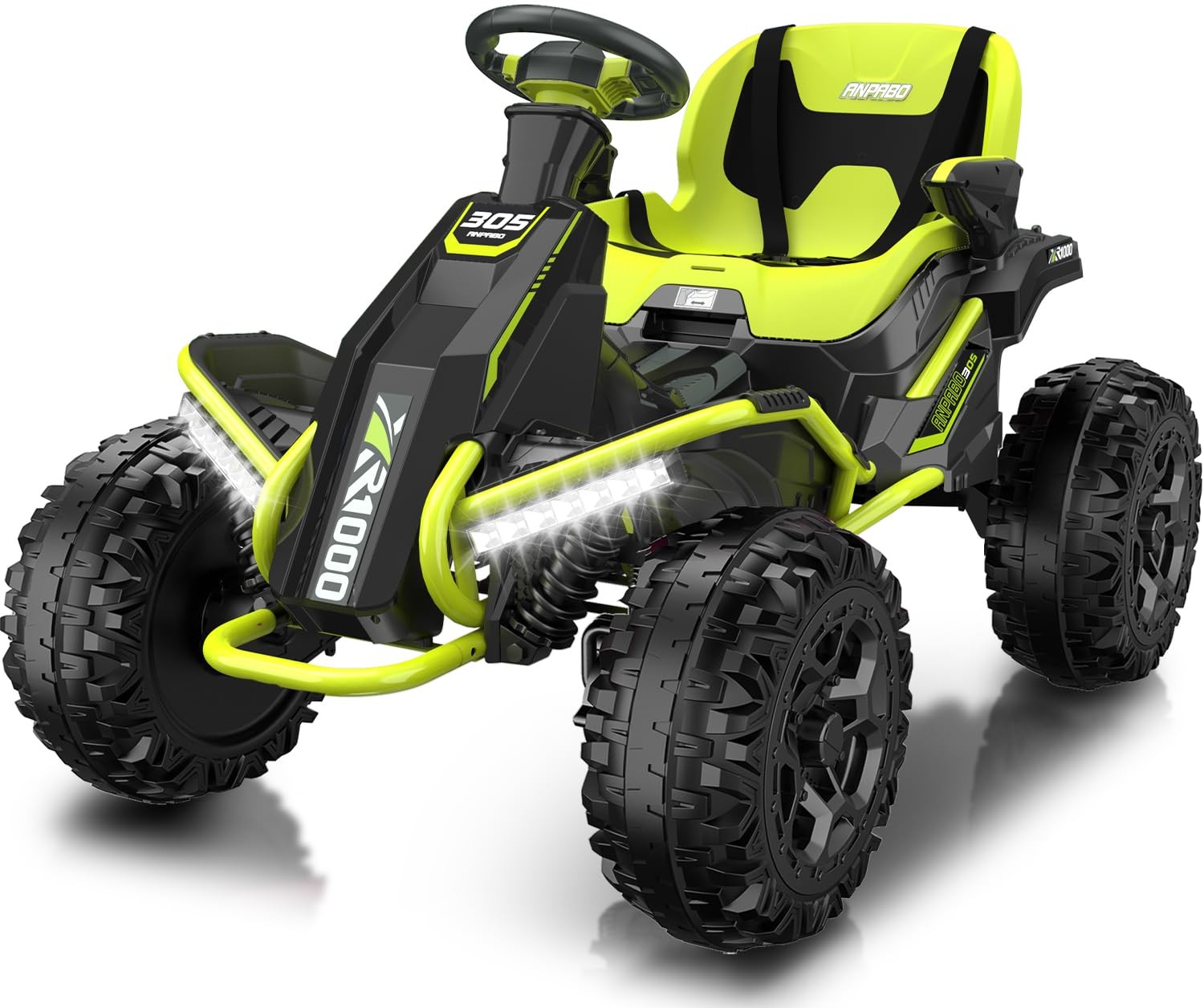 ANPABO 24V 4x4 Ride On Toy for Big Kids, 4x75W 4.5MPH Ride On Car w/Parent Remote, Wide Adjustable Seat, Headlights