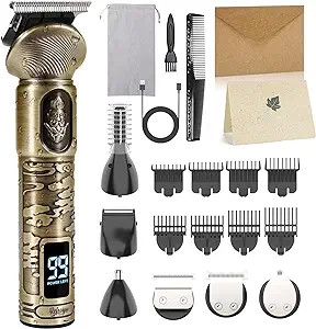 REHOYO Beard Trimmer for Men, Waterproof Cordless Hair Clipper, Electric Razor Shaver, Mens Grooming Kit for Mustache Nose Body Facial Hair, Rechargeable Beard Trimmer Kit, Gifts for Men