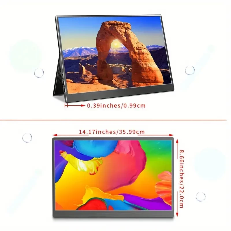 Portable Monitor, 15.6" 1080P Portable Monitor For Laptop, HD Interface USB-C Travel HDR Monitor Extender For Laptop Display/PC/Mac/Phone/PS5/Xbox, With Smart Cover