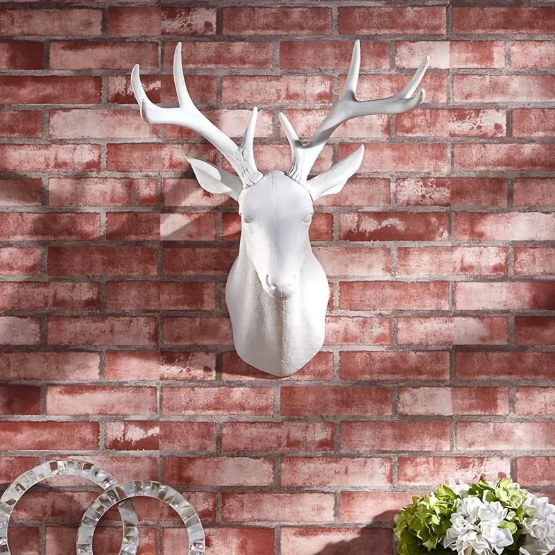 1pc, Large Wall Charmers, Large Faux Deer Head, Rustic Wall Decor Deer Antlers, Faux Taxidermy Animal Head Wall Decor, Handmade Farmhouse Decor