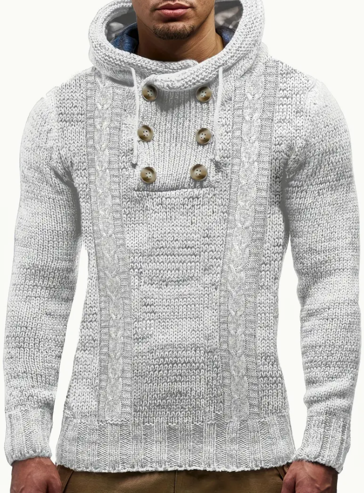Spring and fall plus-size men's solid color hoodie knit sweater