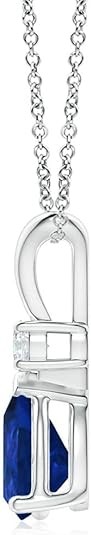 Angara Natural Blue Sapphire Teardrop Pendant Necklace in Sterling Silver/14K Solid Gold/Platinum for Women, Girls with 18" Chain | September Birthstone Jewelry Gift for Her