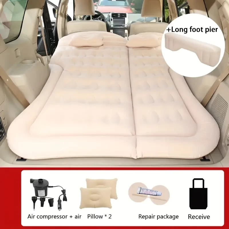 RV/SUV Air Mattress Camping Bed Cushion Pillow - Inflatable Thickened Car Air Bed With Air Pump Portable Sleeping Pad Mattress